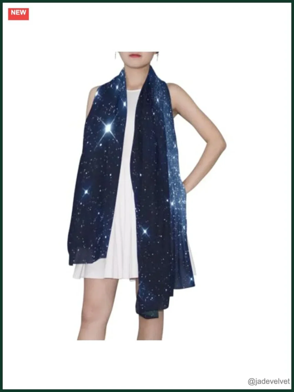 Starry Night Galaxy Print Long Polyester Voile Scarf Wrap Stole